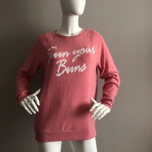 New Junk Food Sun Your Buns Pink Long Sleeve T Shirt Size M